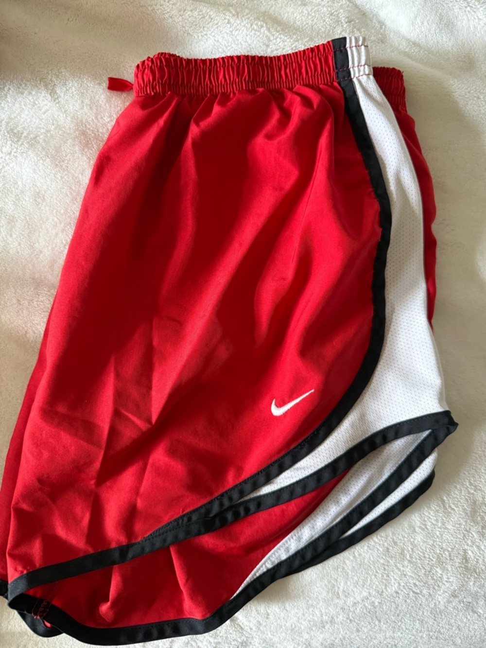 Nike Red Dri-FIT Athletic Shorts with White Logo